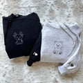 Custom Embroidered Bear and Deer Matching Hoodies for Couples