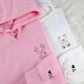 Custom Embroidered Bear and Deer Matching Hoodies for Couples