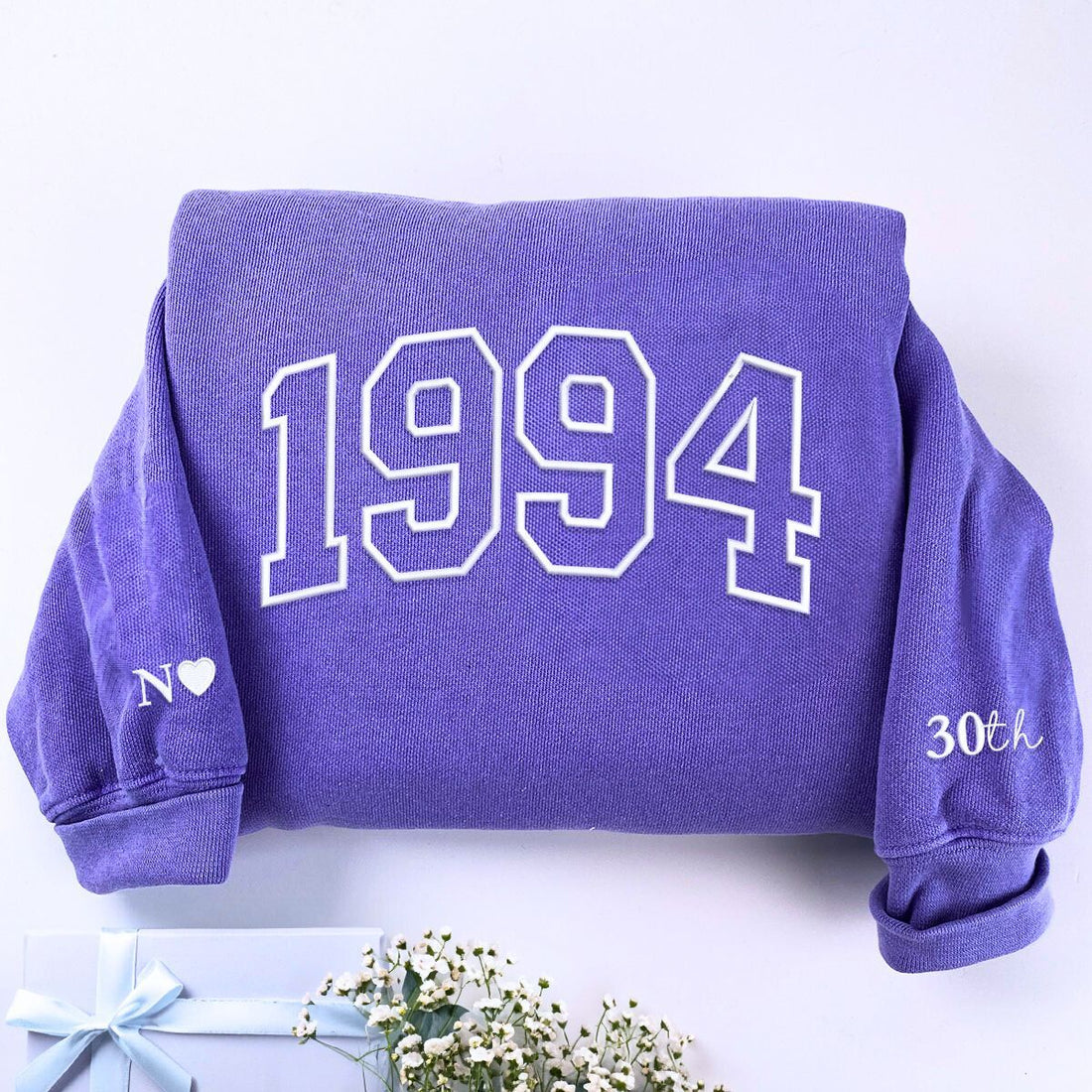Comfort ColorsÂ® Custom Embroidered Birth Year Varsity T-Shirt or Sweatshirt