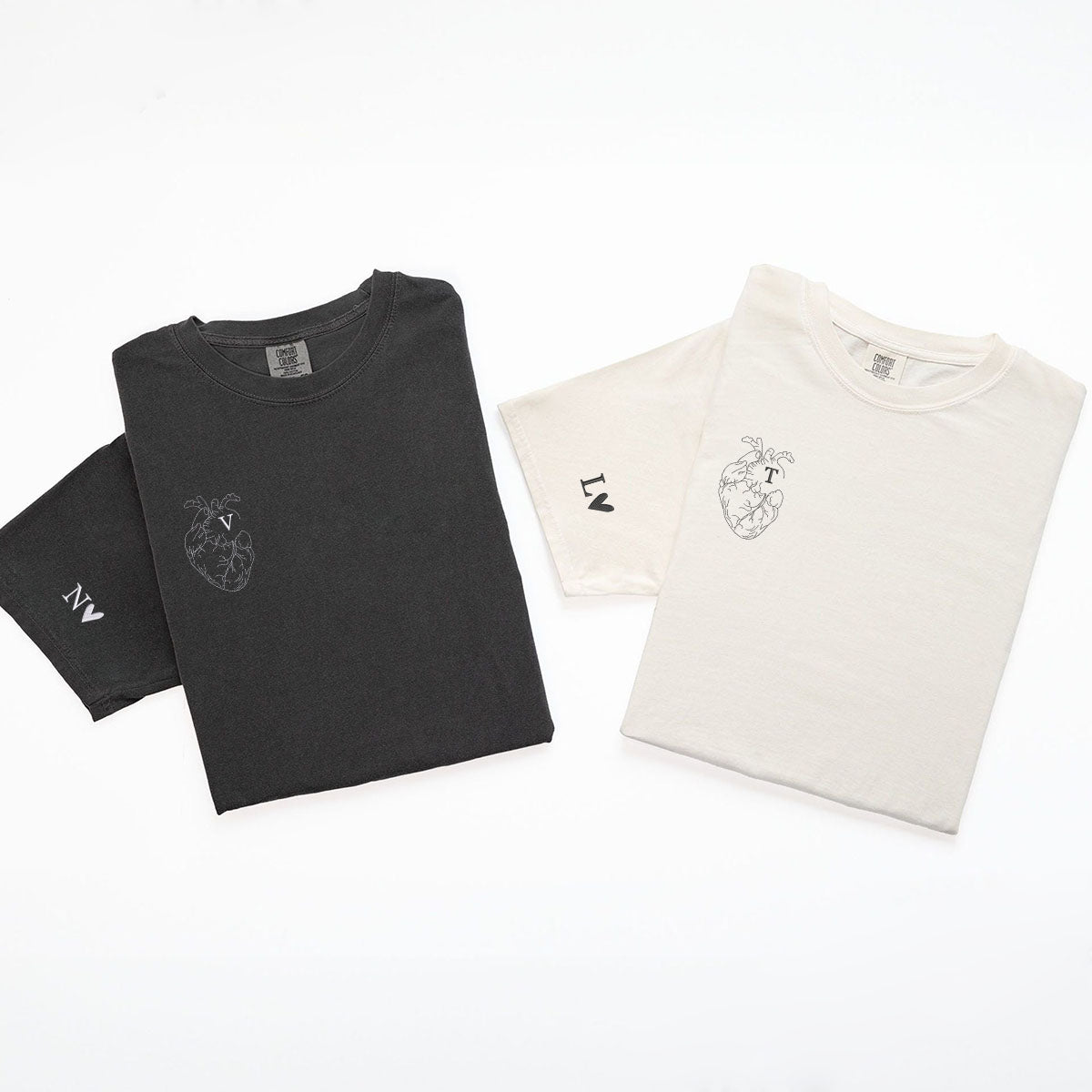 Custom Embroidered Boyfriend Girlfriend Matching Sets T-shirts for Couples