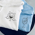 Custom Embroidered Cat Drinking Glasses Matching Hoodies for Couples