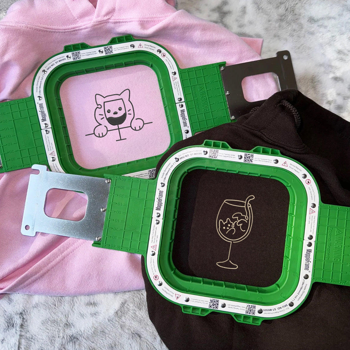 Custom Embroidered Cat Drinking Glasses Matching Hoodies for Couples