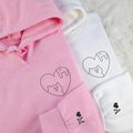 Custom Embroidered Cat & Rabbit Love Matching Hoodies for Couples