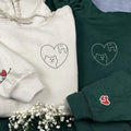 Custom Embroidered Cat & Rabbit Love Matching Hoodies for Couples