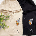 Custom Embroidered Cat Watching Movie Matching Hoodies for Couples