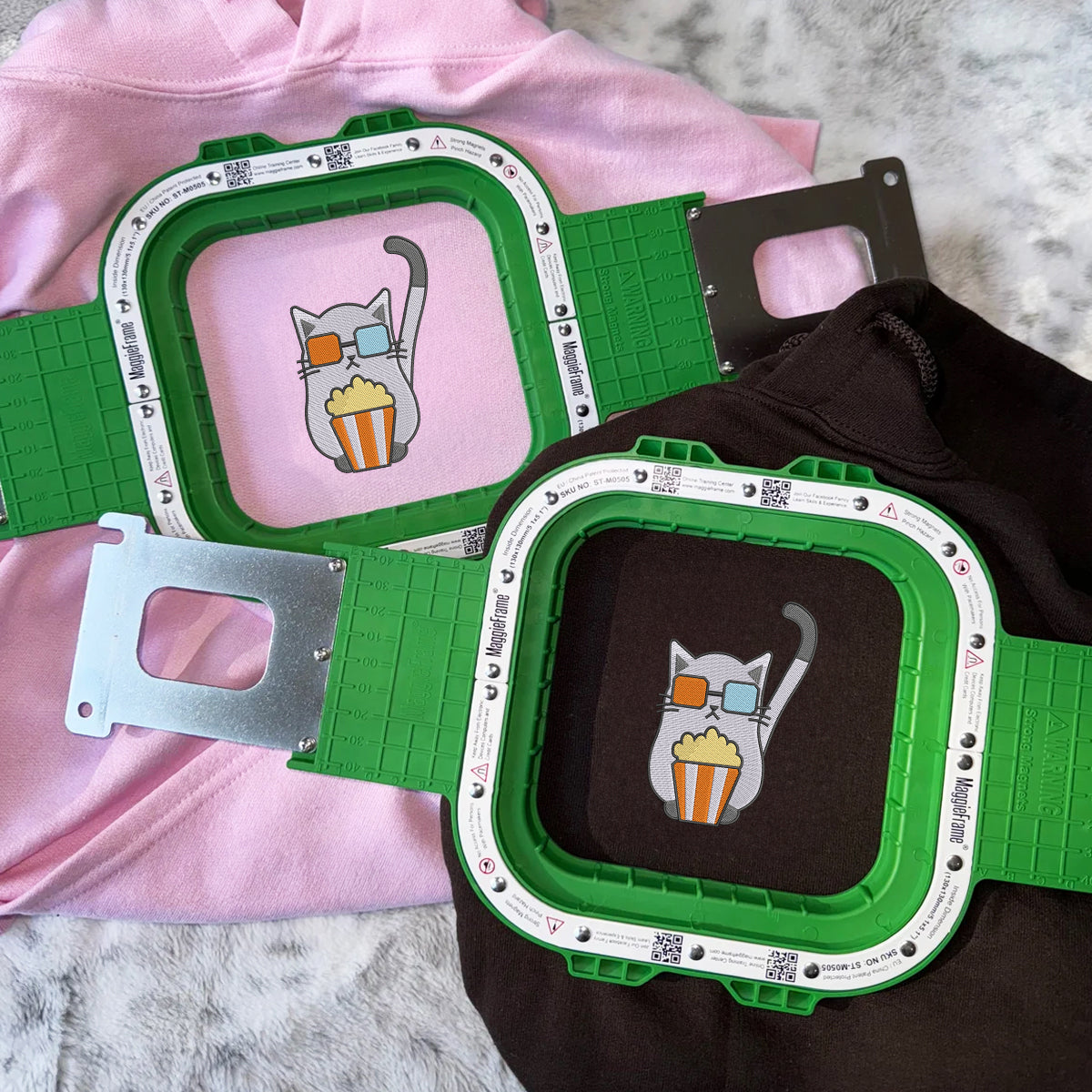 Custom Embroidered Cat Watching Movie Matching Hoodies for Couples