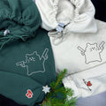 Custom Embroidered Cat with Gun Matching Hoodies for Couples