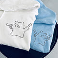 Custom Embroidered Cat with Gun Matching Hoodies for Couples