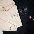 Custom Embroidered Cat with Gun Matching Hoodies for Couples