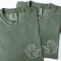 Custom Embroidered Cowboy Cat Guns Matching T-shirts for Couples