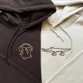 Custom Embroidered Crocodile & Penguin Matching Hoodies for Couples