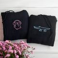 Custom Embroidered Crocodile & Penguin Matching Hoodies for Couples