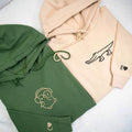 Custom Embroidered Crocodile & Penguin Matching Hoodies for Couples