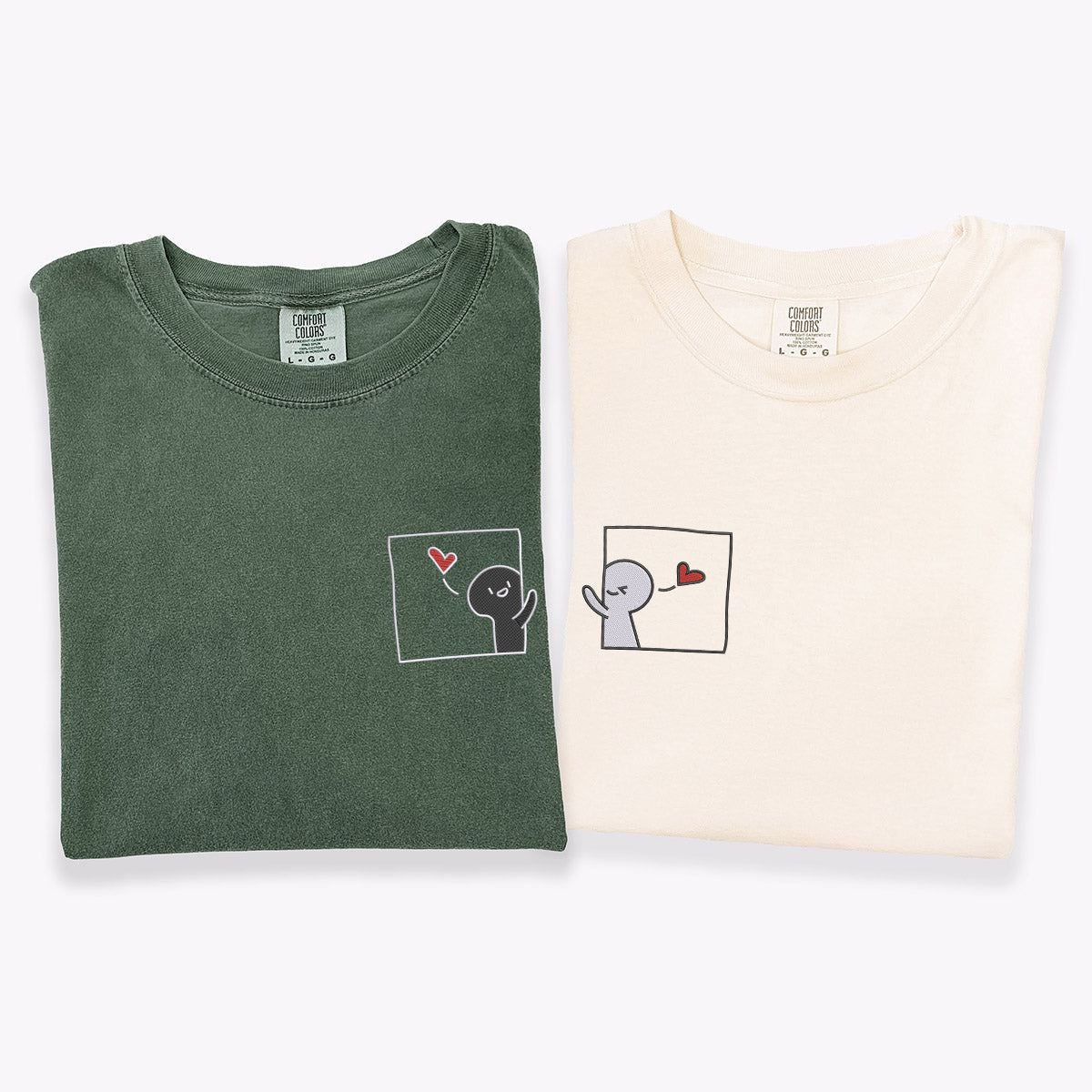 Custom Embroidered Cute Cartoon Matching T-shirts for Couples
