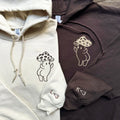 Custom Embroidered Cute Hands Mushroom Matching Hoodies for Couples