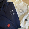 Custom Embroidered Cute Monster Matching Hoodies for Couples