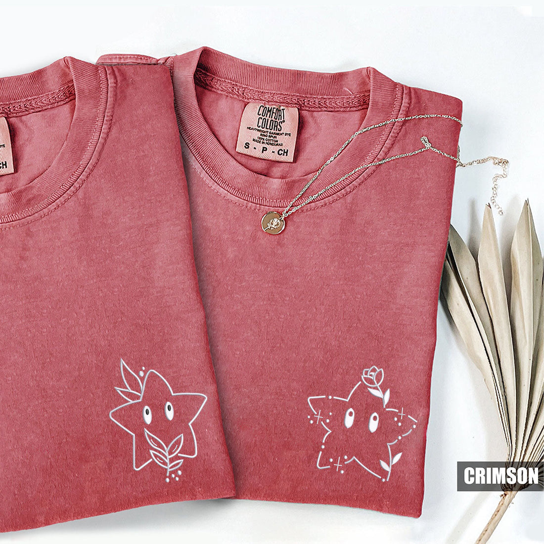 Custom Embroidered Cute Stars Cartoon Matching T-shirts for Couples