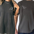 Custom Embroidered Dinosaur with Knife Matching T-shirts for Couples