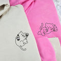 Custom Embroidered Drunk Cat Matching Hoodies for Couples