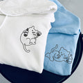 Custom Embroidered Drunk Cat Matching Hoodies for Couples