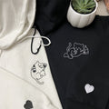 Custom Embroidered Drunk Cat Matching Hoodies for Couples