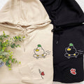 Custom Embroidered Duck and Frog Matching Hoodies for Couples