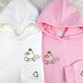 Custom Embroidered Duck and Frog Matching Hoodies for Couples