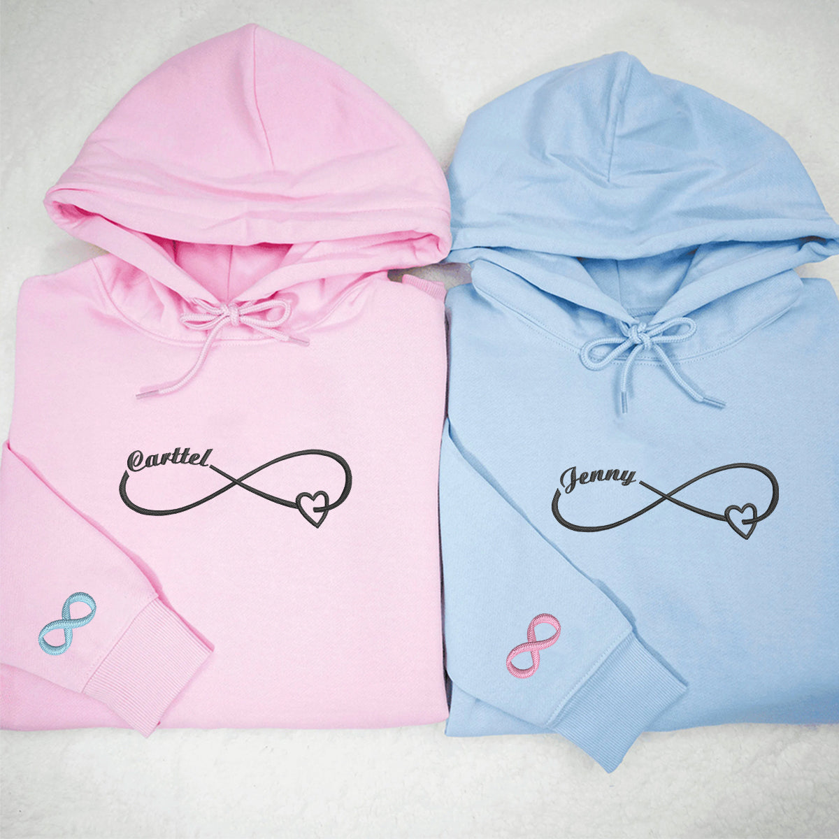 Custom Embroidered Eternal Love Matching Hoodies for Couples
