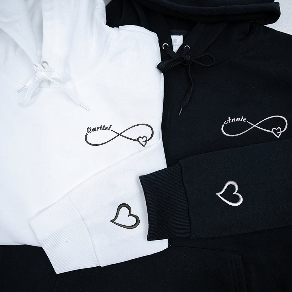 Custom Embroidered Eternal Love Matching Hoodies for Couples