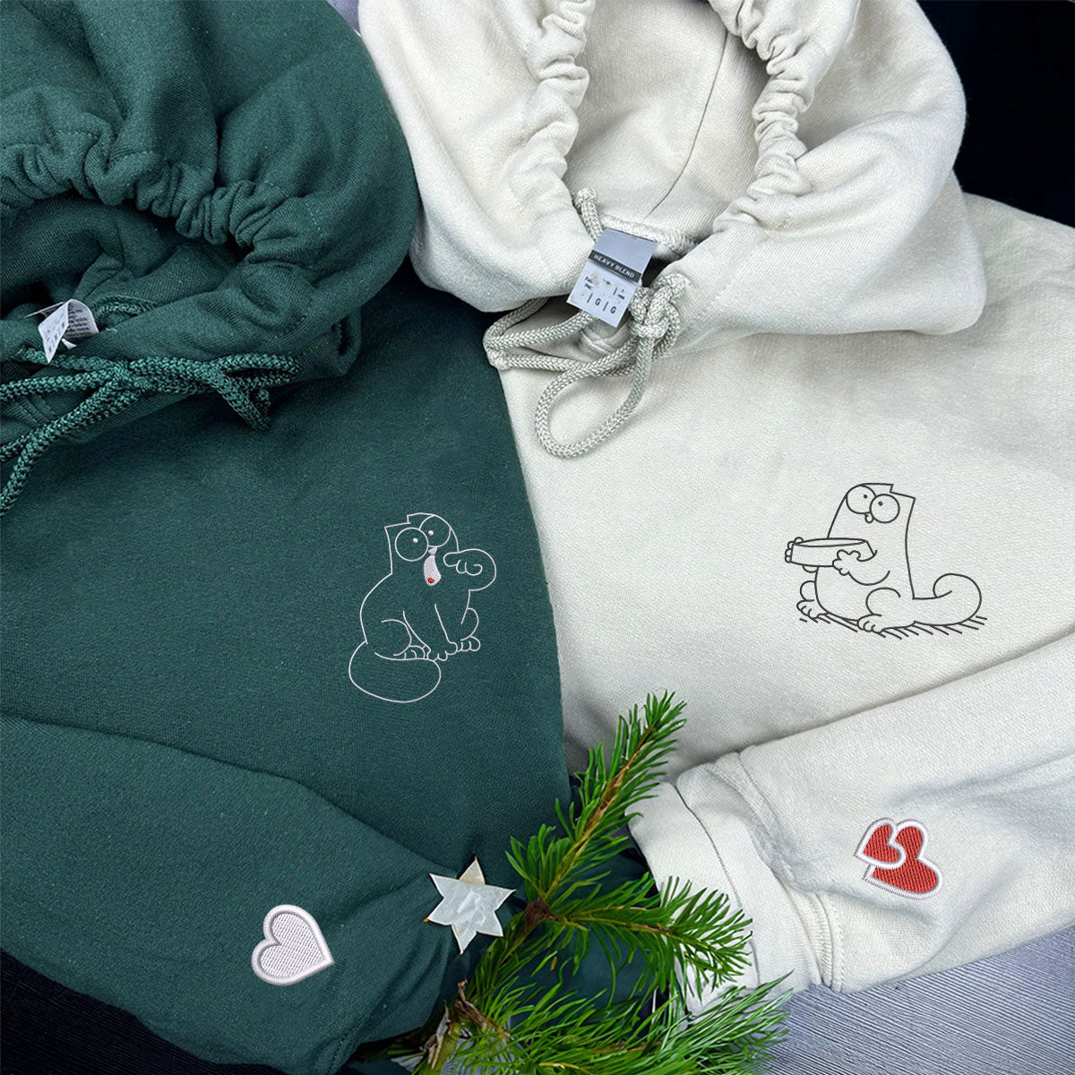 Custom Embroidered Feed Me, I'm Hungry Matching Hoodies for Couples