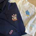 Custom Embroidered Fox and Bird Matching Hoodies for Couples