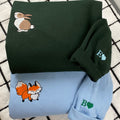 Custom Embroidered Fox and Rabbit Matching Hoodies for Couples