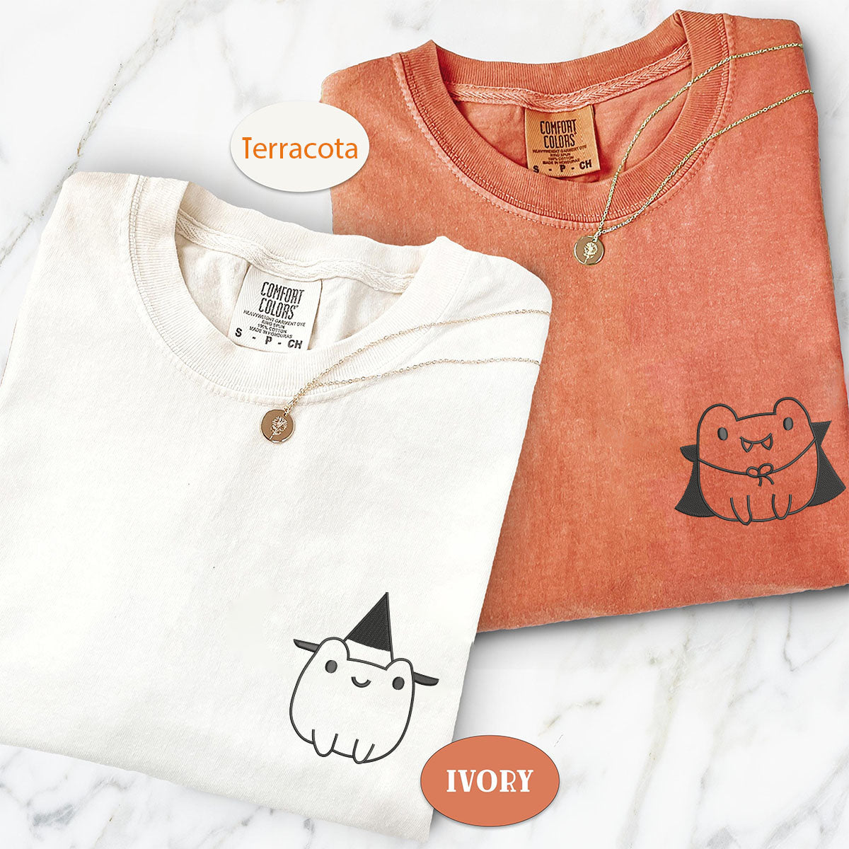 Custom Embroidered Frog Halloween Matching T-shirts for Couples