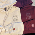 Custom Embroidered Frog and Beaver Matching Hoodies for Couples