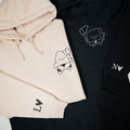 Custom Embroidered Funny Cartoon Matching Hoodies for Couples