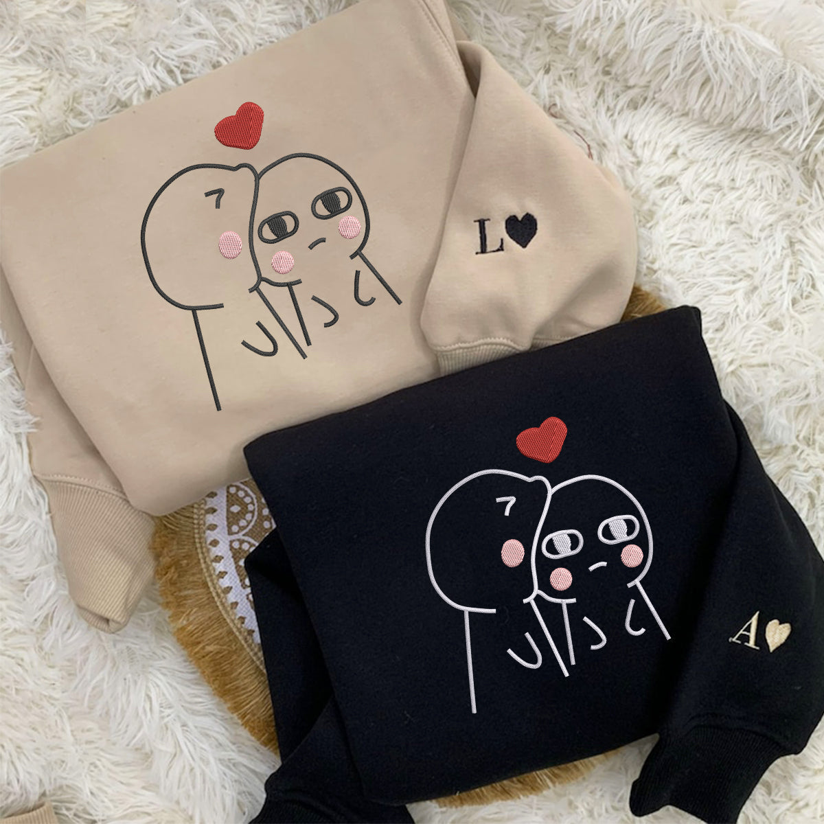 Custom Embroidered Funny Love Matching Hoodies for Couples