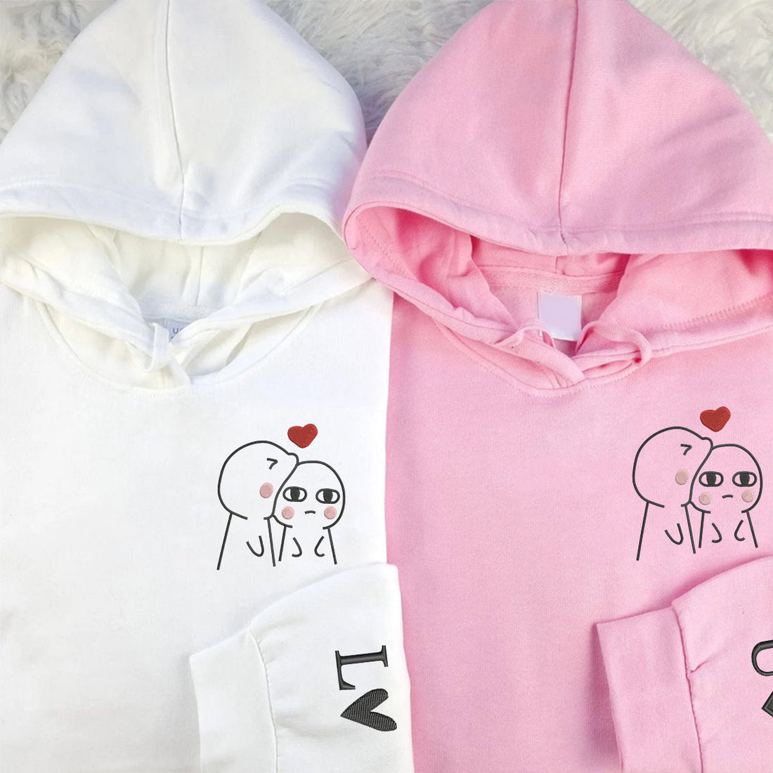 Custom Embroidered Funny Love Matching Hoodies for Couples