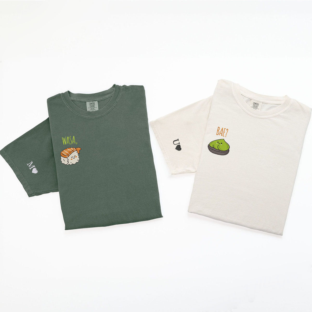 Custom Embroidered Funny Wasa-Bae Matching T-shirts for Couples