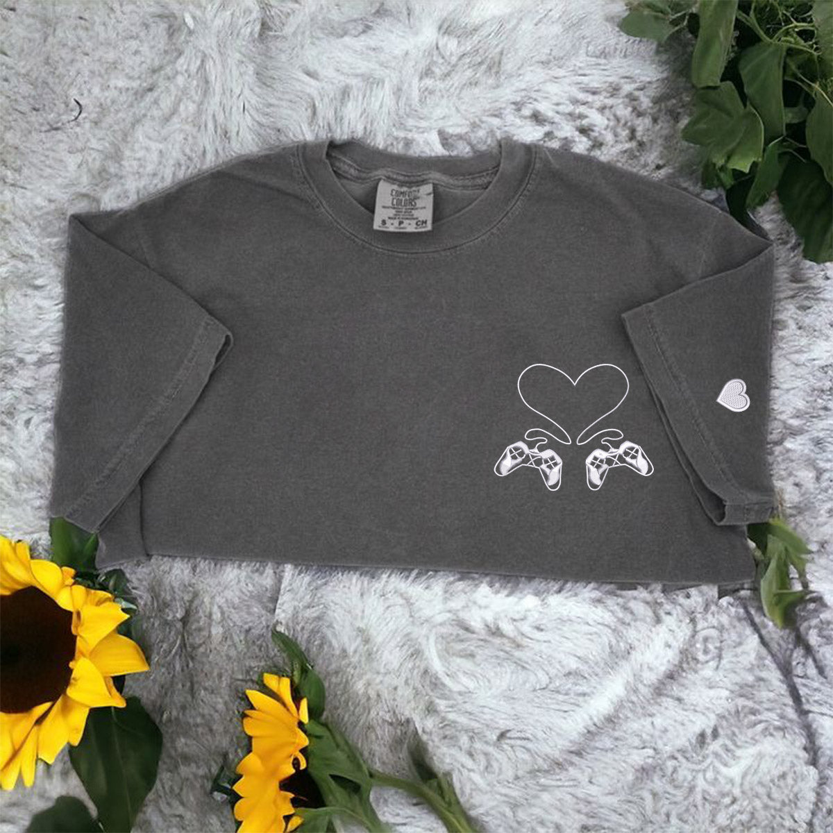 Custom Embroidered Gamer Controller Love Matching T-shirts for Couples