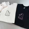 Custom Embroidered Ghost Heart Hands Matching Hoodies for Couples
