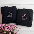 Custom Embroidered Ghost Heart Hands Matching Hoodies for Couples