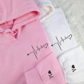 Custom Embroidered Heartbeat Matching Hoodies for Couples