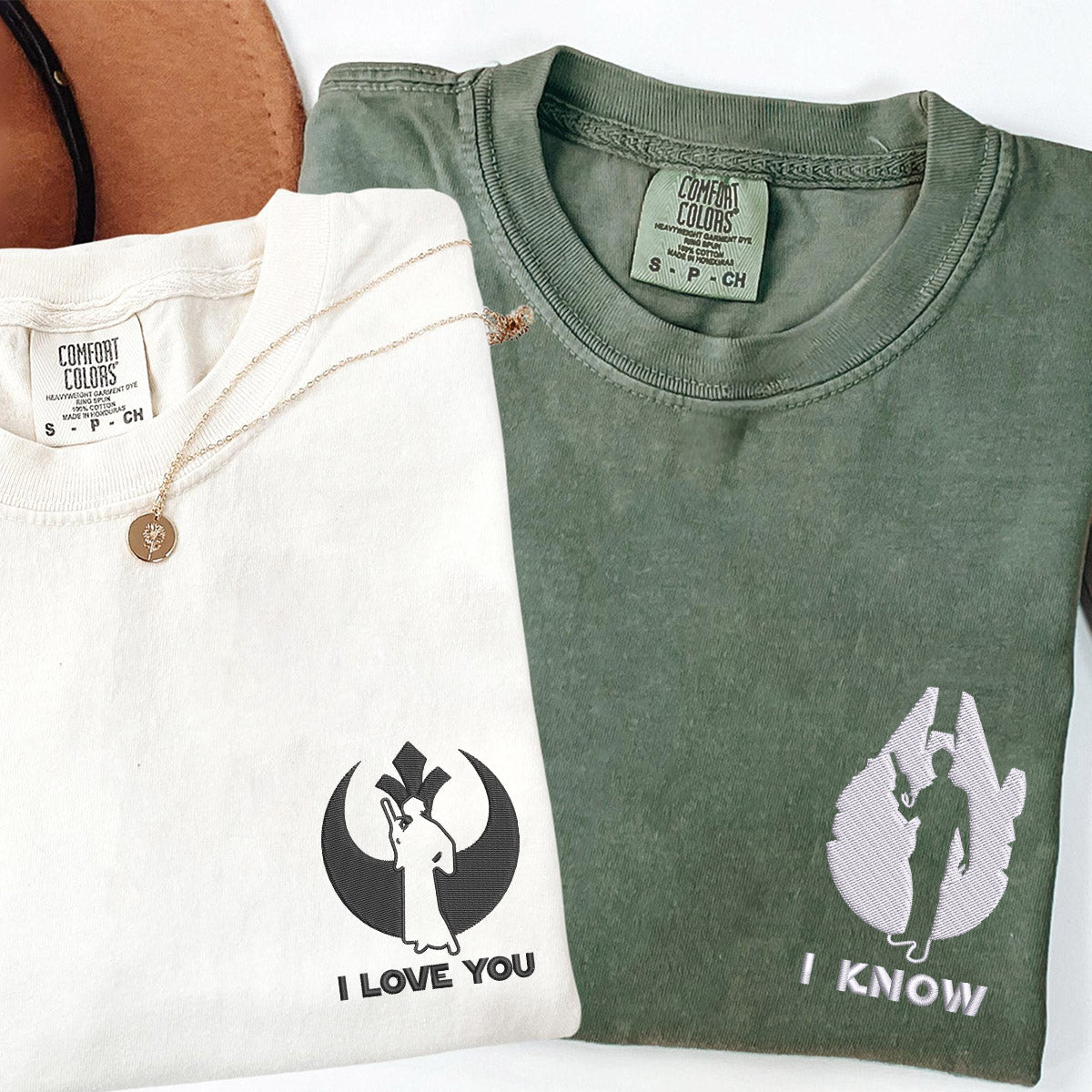 Custom Embroidered I Love You And I Know Matching T-shirts for Couples
