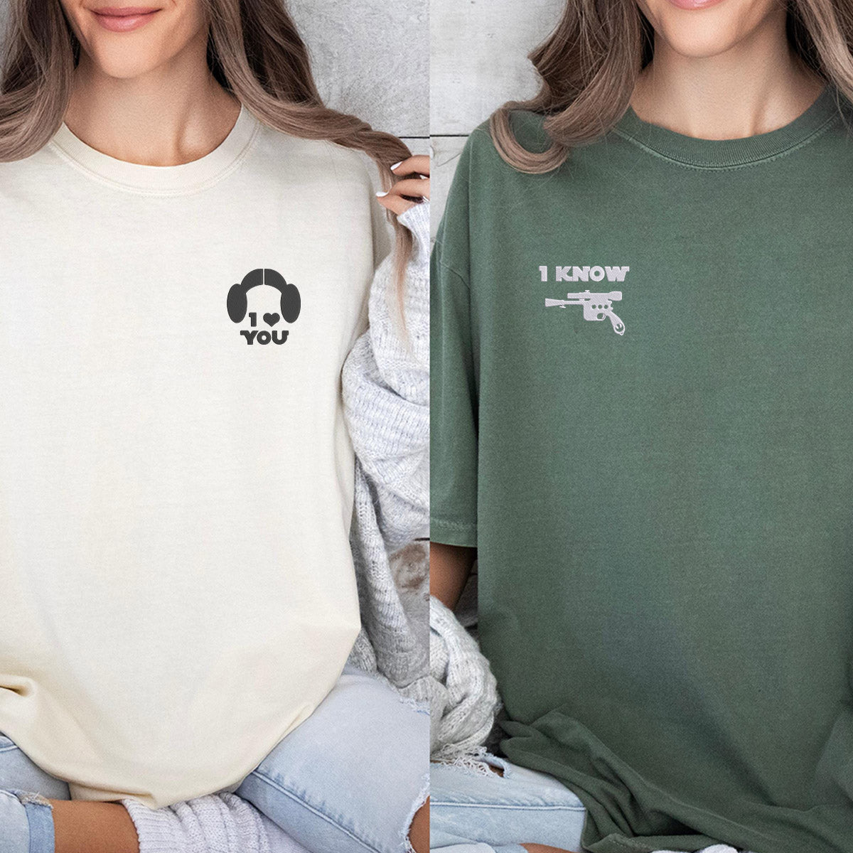 Custom Embroidered I Love You I Know Inspired Matching T-shirts for Couples