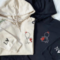 Custom Embroidered King and Queen Puzzle Love Matching Hoodies for Couples
