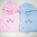 Custom Embroidered Kissing Bird Matching Hoodies for Couples