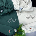 Custom Embroidered Kissing Bird Matching Hoodies for Couples