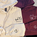 Custom Embroidered Kitten Cute Matching Hoodies for Couples