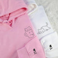 Custom Embroidered Lazy Cat Matching Hoodies for Couples