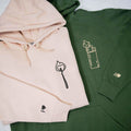 Custom Embroidered Lighter and Fire Matching Hoodies for Couples